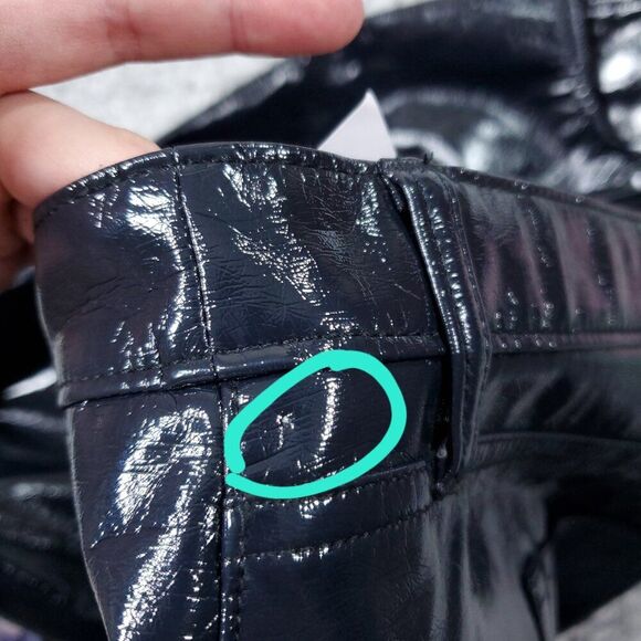 Abercrombie 24L 90s Straight Ultra High Rise Curve Love Vegan Leather Pants Blue - Picture 4 of 15